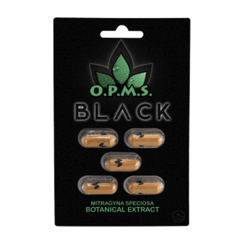 OPMS Black Kratom Extract Capsules 5ct - Progressive Discounts Available - K-Chill Direct